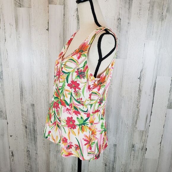 J. Crew Linen Tropical Print Tank Sz 6 - Picture 2 of 6